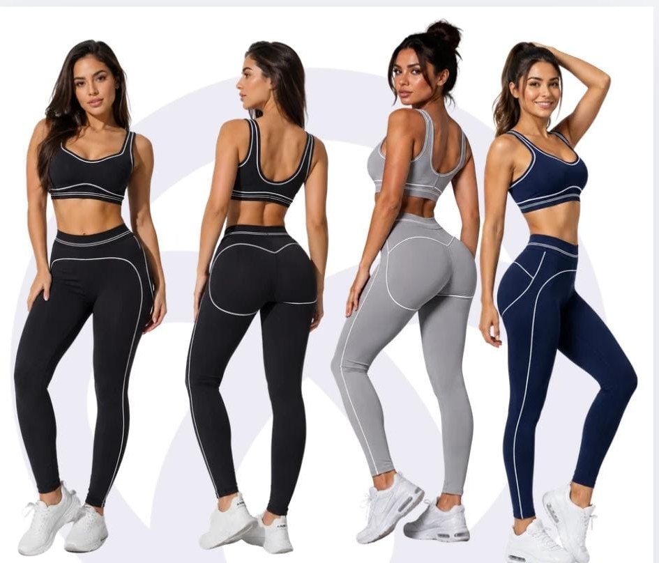 Conjunto top y legging con vivos